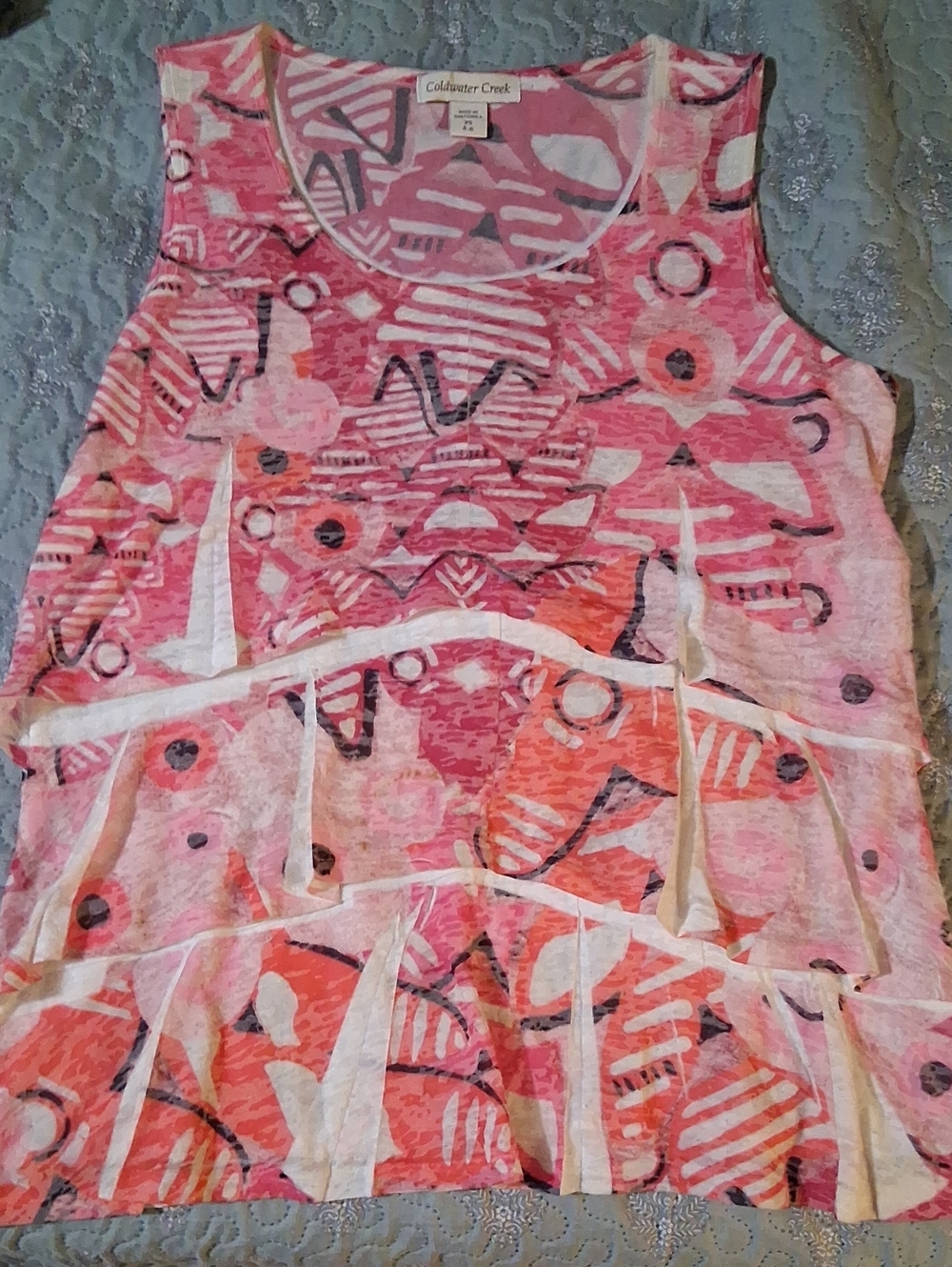 Coldwater Creek Pink & White Abstract Sleeveless Dress